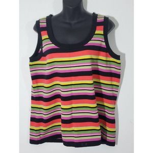 Signature Jones New York Striped Sleeveless Cotton Blend Top Tank Layering 1X